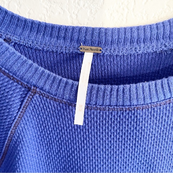 FREE PEOPLE In The Mix Cuff Thermal Waffle Shirt Size Medium - Picture 8 of 11